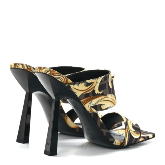 NEW FENDACE FENDI X VERSACE BAROQUE MEDUSA SILK MULE SANDAL - Picture 5 of 13